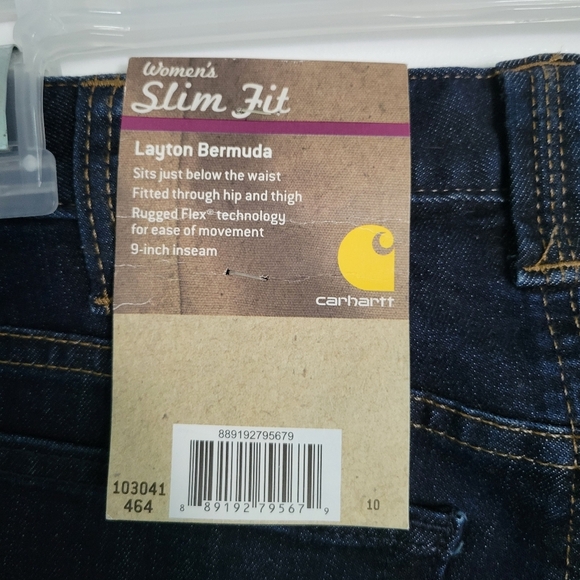 CARHARTT Layton Bermuda Shorts Womens 10 Blue Denim Slim Fit Skinny Leg NWT - Picture 4 of 6